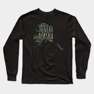 Colorful Alaska Map Typography Long Sleeve T-Shirt